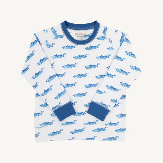 Cassidy Comfy Crewneck Briland Time with Wood Boat Blue
