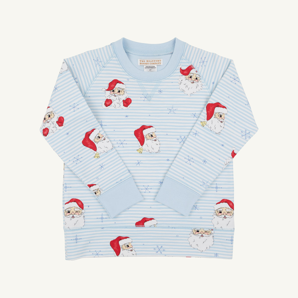 Cassidy Comfy Crewneck Boys French Terry Dear Santa (Buckhead Blue Stripe) Buckhead Blue