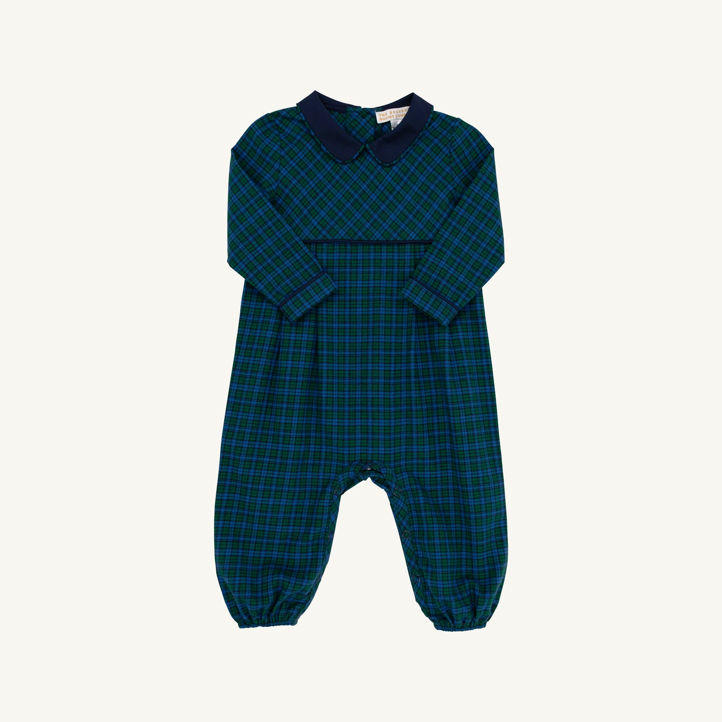 Long Sleeve Bradford Romper Woodlake Point Plaid Nantucket Navy