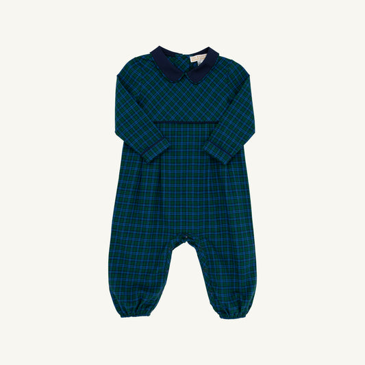 Long Sleeve Bradford Romper Woodlake Point Plaid Nantucket Navy