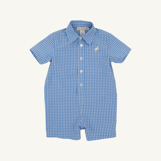 Sir Proper’s Romper Sunrise Blvd Blue Mini Gingham