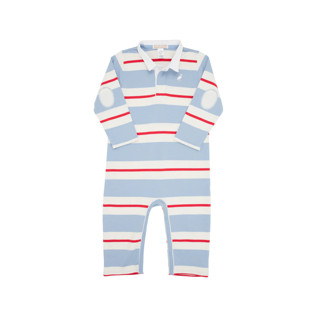 Sir Proper’s Rugby Romper, Barrington Blue/Richmond Red/Palmetto Pearl/Worth Avenue White Stork