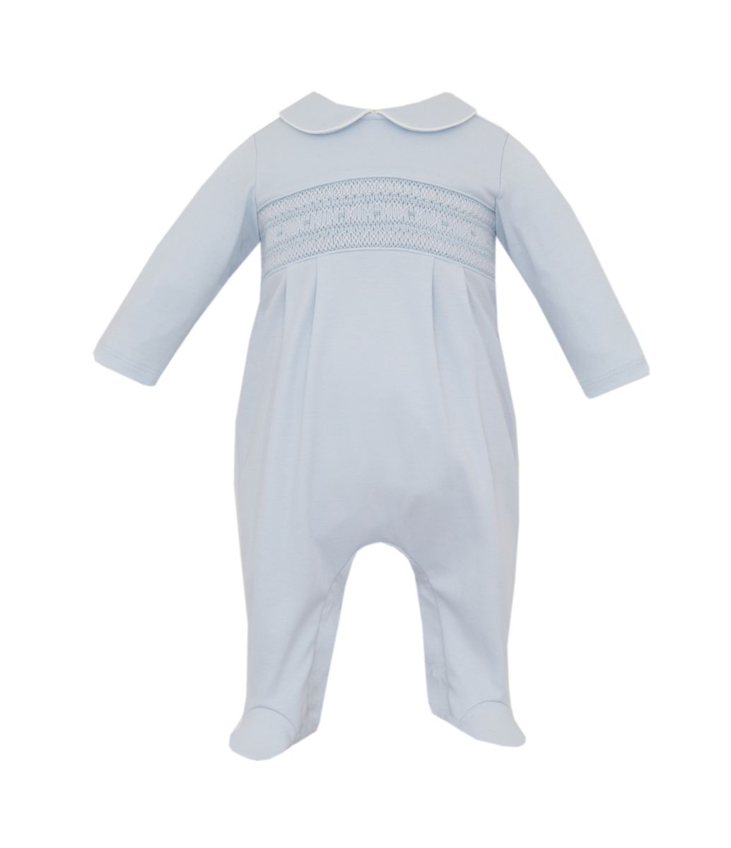 Oliver Light Blue Smocked Romper