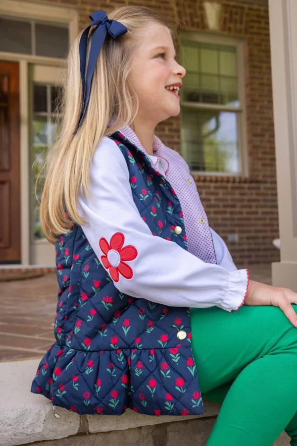 Vaughn Vest Prescott Farm Flowers with Richmond Red Microdot