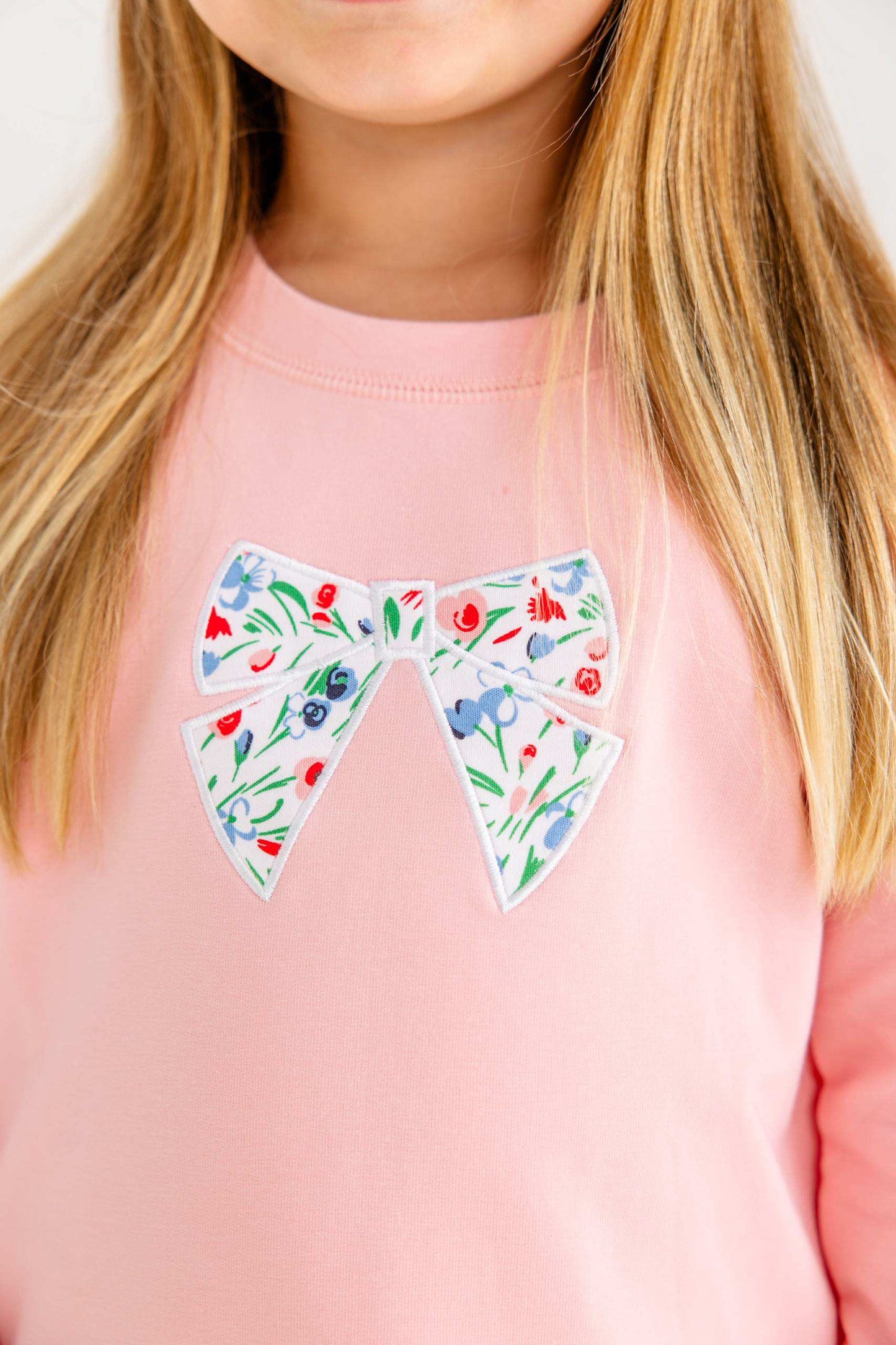 Cassidy Comfy Crewneck Puff Sleeve Sandpearl Pink Fair St Floral Bow