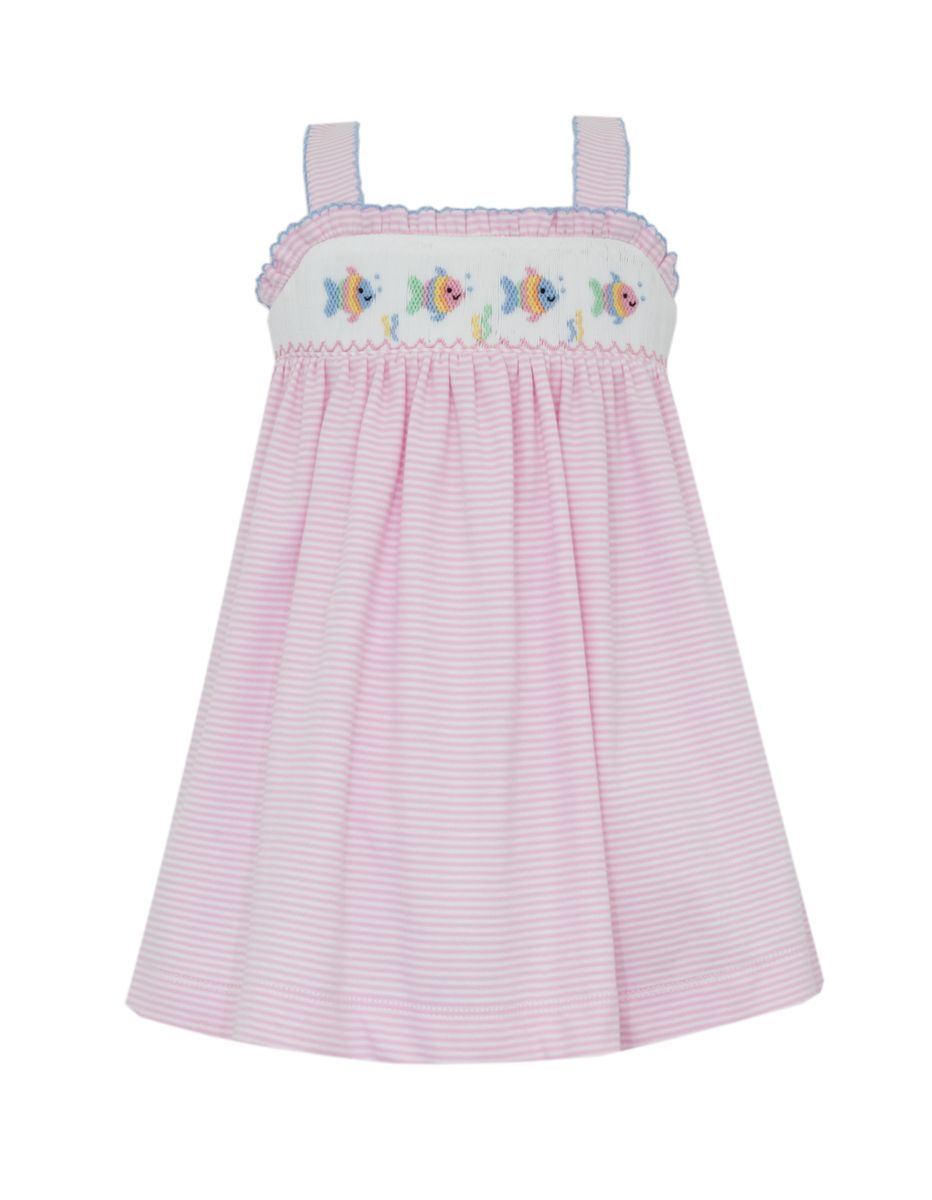 Girl’s Pink Stripe Sundress-Fishes