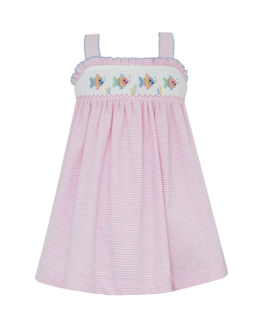 Girl’s Pink Stripe Sundress-Fishes