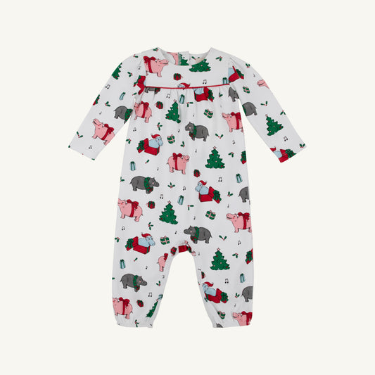 Long Sleeve Penny's Playsuit - Heavy Weight I Want a Hippopotamus Richmond Red