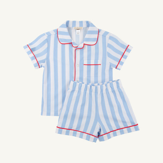 Short Sleeve Lock’s Little Set Caicos Cabana Stripe Beale Street Blue Richmond Red
