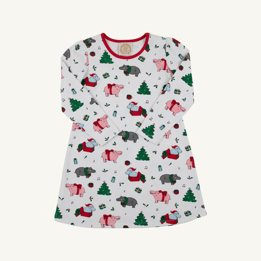 Long Sleeve Penny's Play Dress - Heavy Weight I Want a Hippopotamus Richmond Red