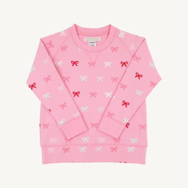 Cassidy Comfy Crewneck Bitty Bows with Hamptons Hot Pink