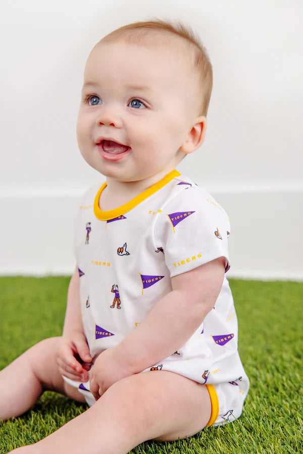Short Sleeve Patton Play Bubble Tenacious Tigers with LSU Gold