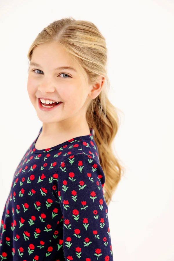 Sadie Sweatshirt Dress Prescott Farm Flowers with Worth Avenue White