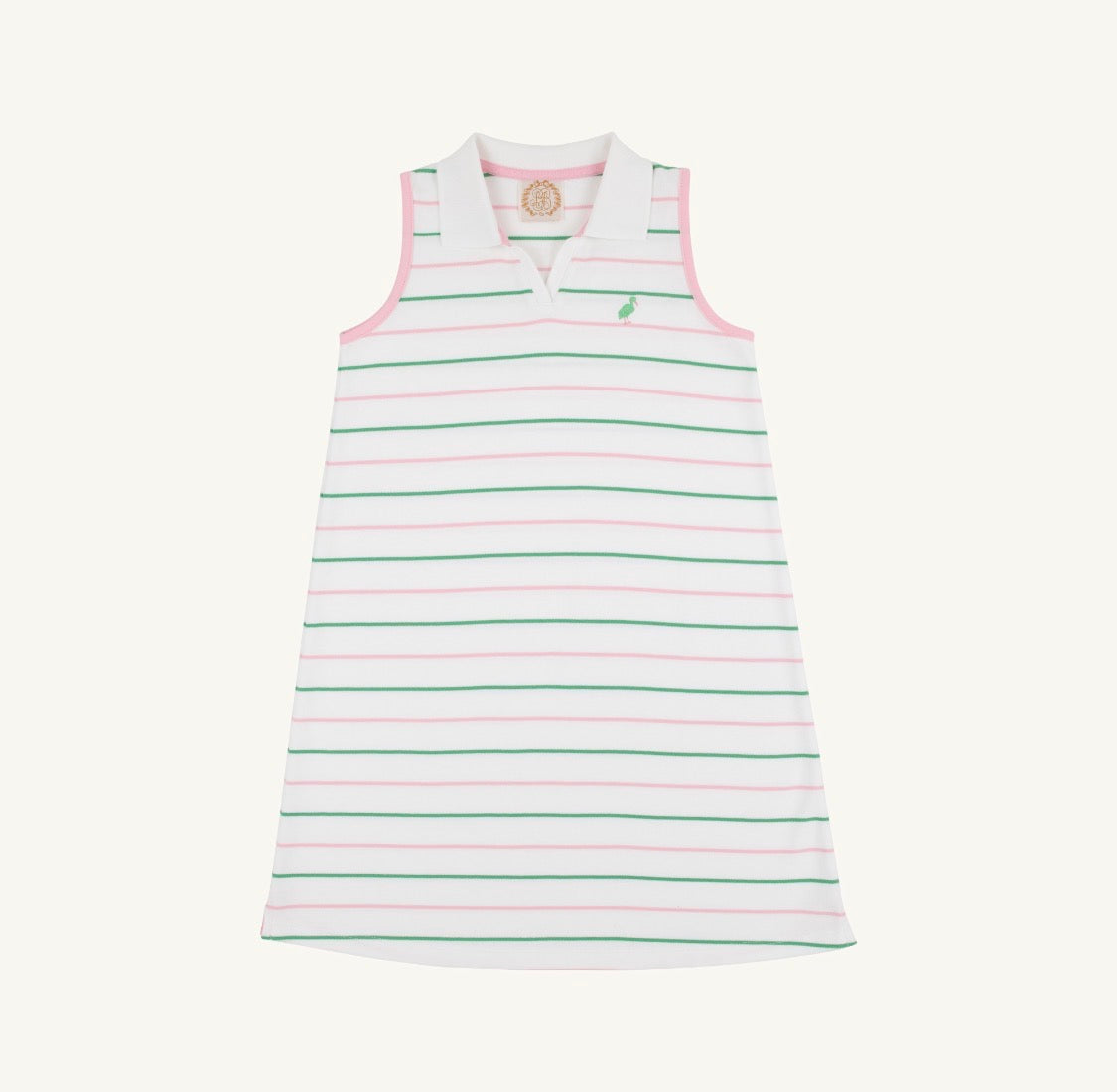 Sleeveless Maude’s Polo Dress Tradd Street Stripe with Pier Party Pink