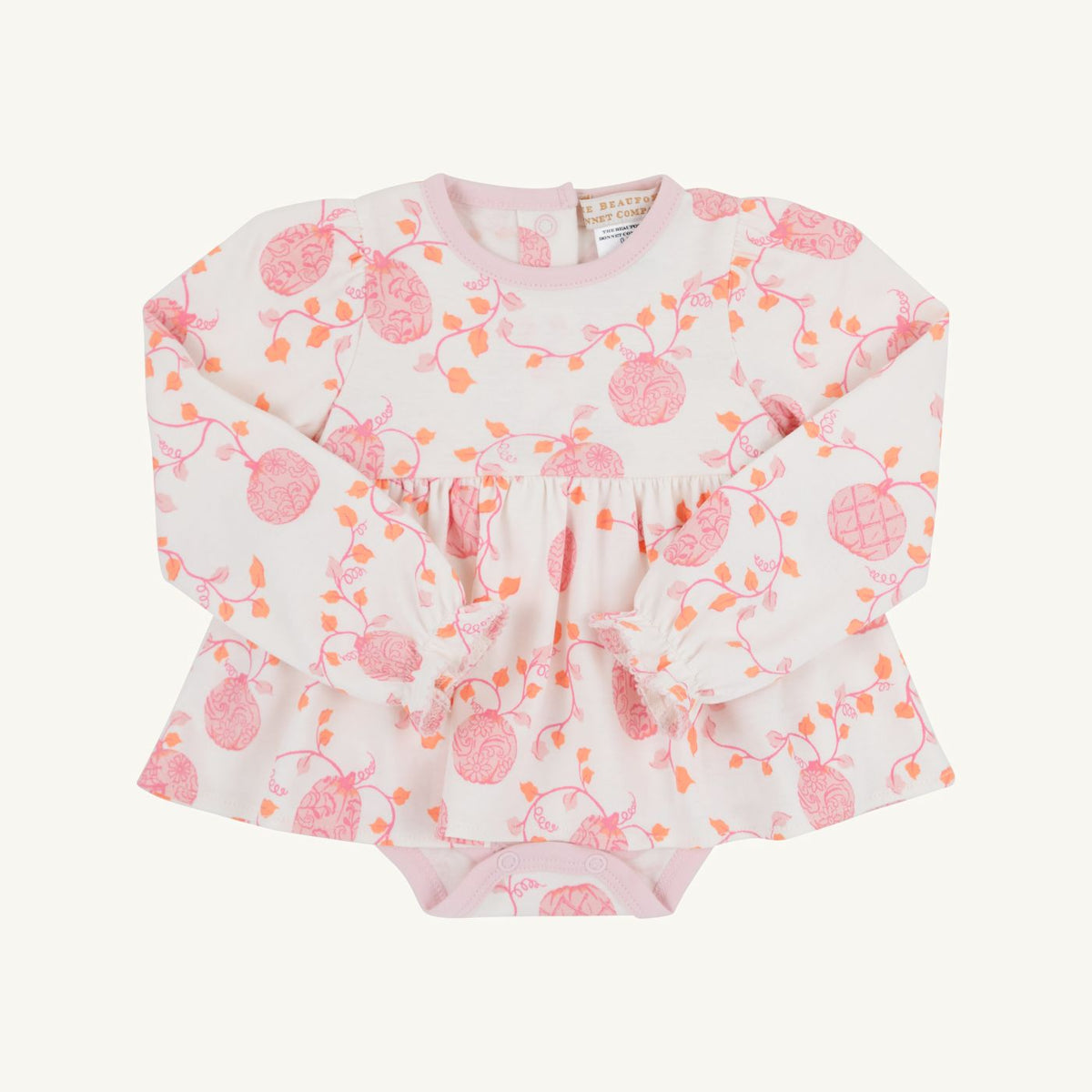 Long Sleeve Daisy Diaper Cover Dress Gourd-geous Palmetto Pearl Palm Beach Pink