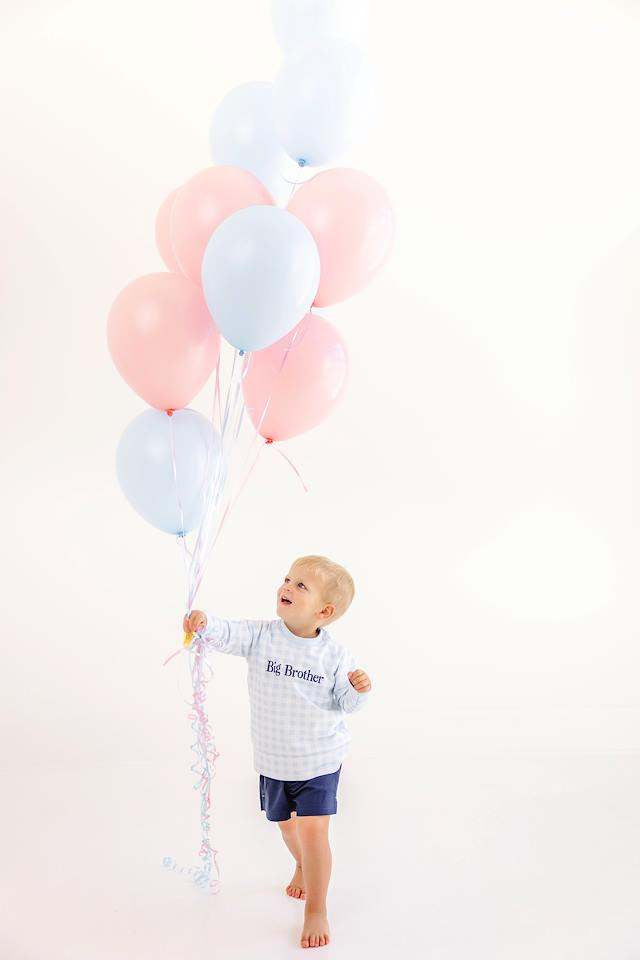 Cassidy Comfy Crewneck Boys French Terry Buckhead Blue Gingham Buckhead Blue Nantucket Navy Big Brother