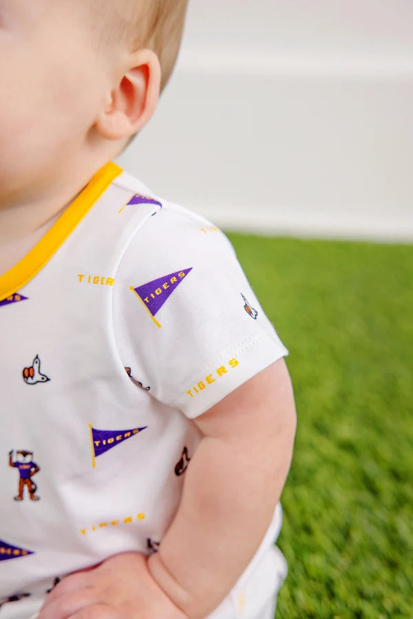 Short Sleeve Patton Play Bubble Tenacious Tigers with LSU Gold