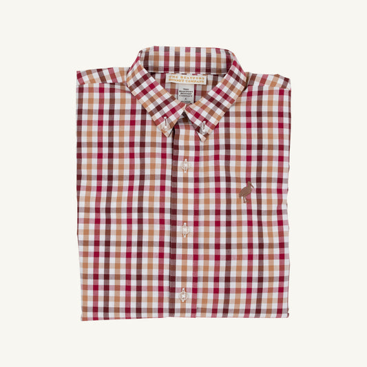 Deans List Dress Shirt Easton Pond Plaid Gray Bay Brown