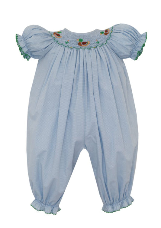 Mallard Duck Light Blue Microcheck Long Bishop Bubble