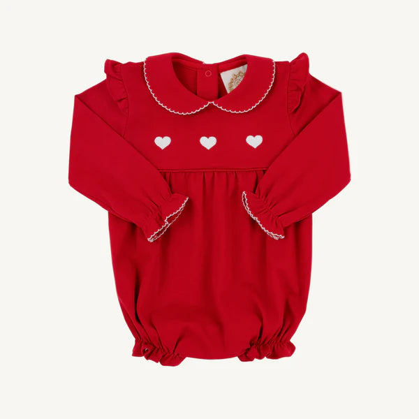 Long Sleeve Biltmore Bubble Richmond Red with Worth Avenue White & Heart Embroidery