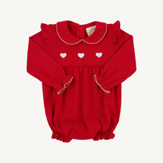 Long Sleeve Biltmore Bubble Richmond Red with Worth Avenue White & Heart Embroidery