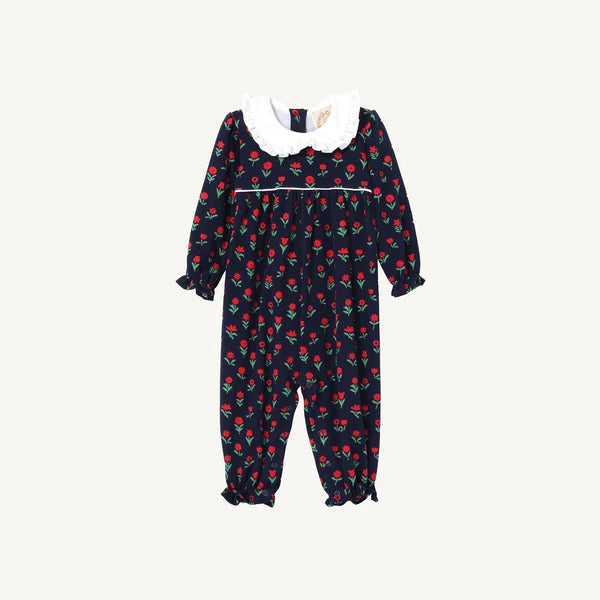 Maude's Ruffle Romper Prescott Farms Flowers with Worth Avenue White