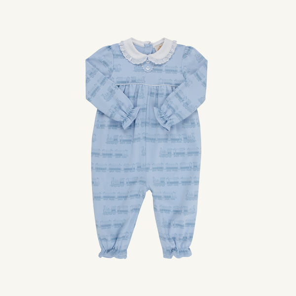 Long Sleeve Mary Dal Romper Blue Choo Choos
