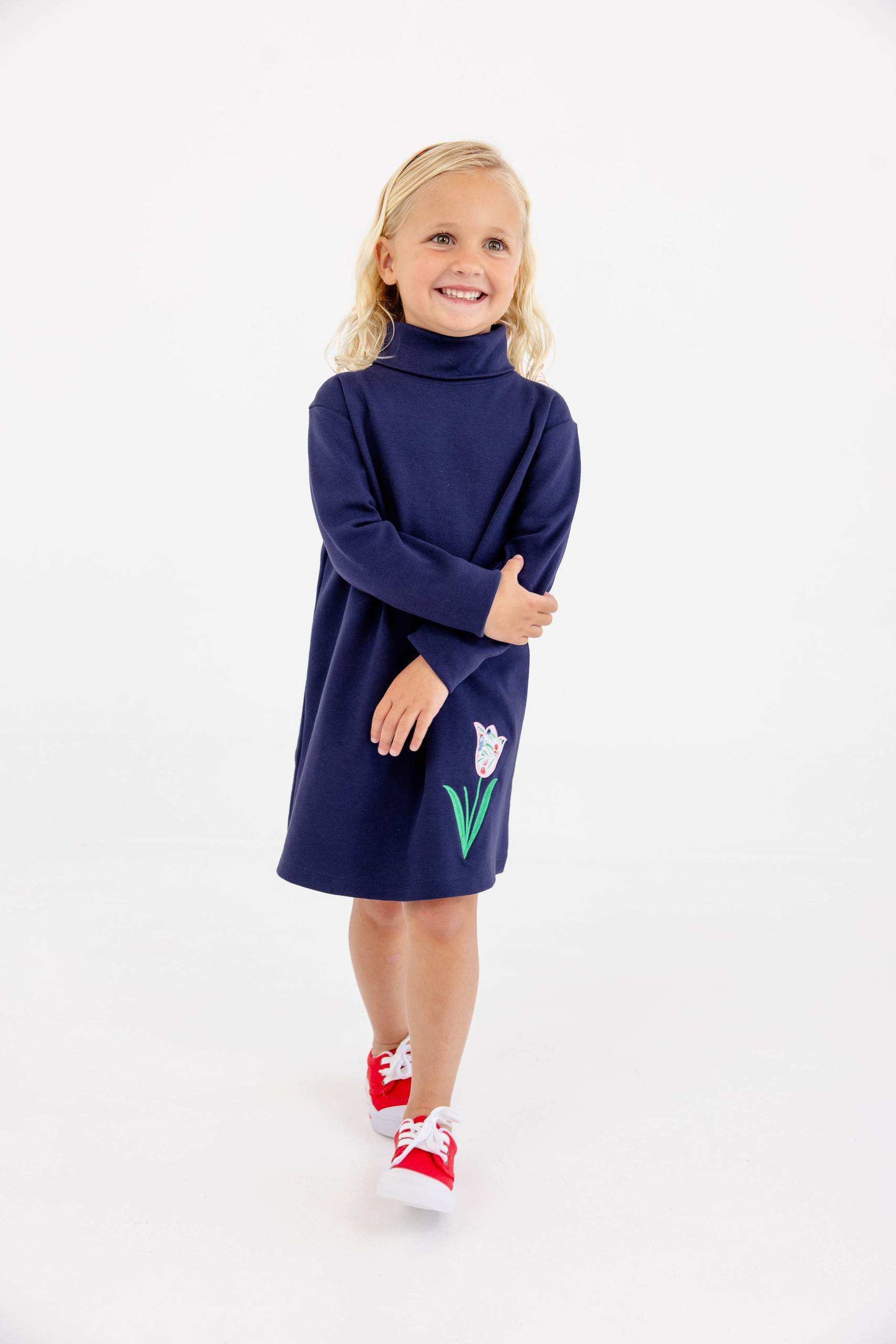 Tatum's Turtleneck Dress Nantucket Navy Tulip