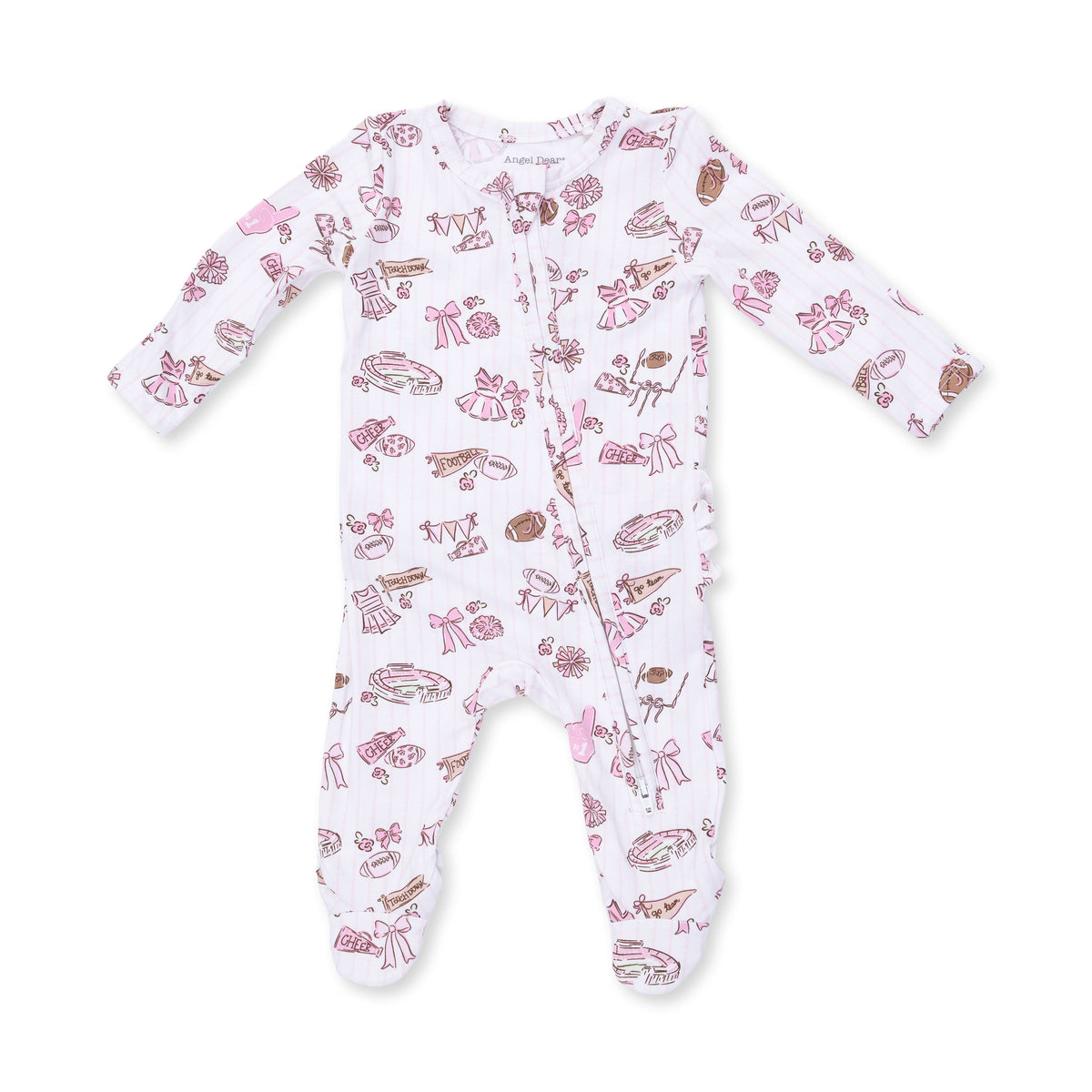 Football Cheer Nursery 2 Way Ruffle Back Zipper Footie