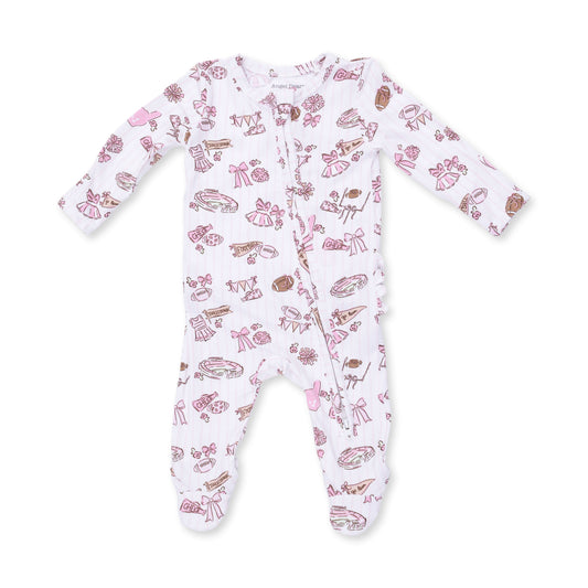 Football Cheer Nursery 2 Way Ruffle Back Zipper Footie