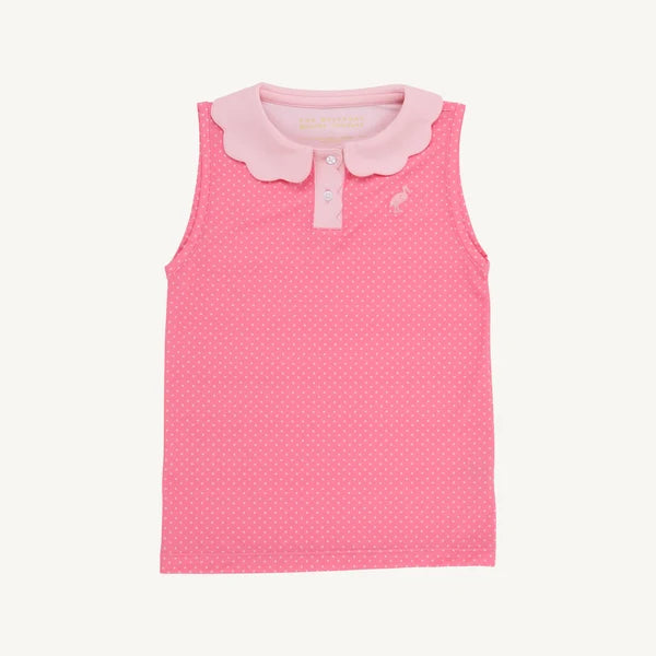 Prepletic™ Sleeveless Preppy Polo Romany Rose Microdot with Sandpearl Pink