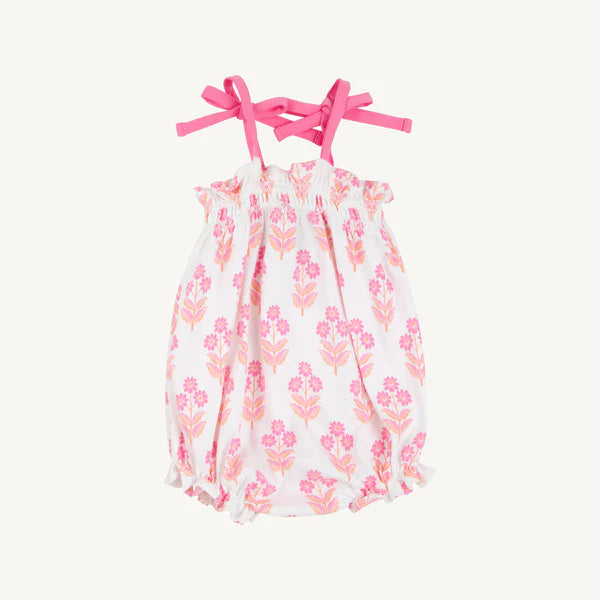Rosey Romper Bridgetown Harbour Hand Block with Winter Park Pink