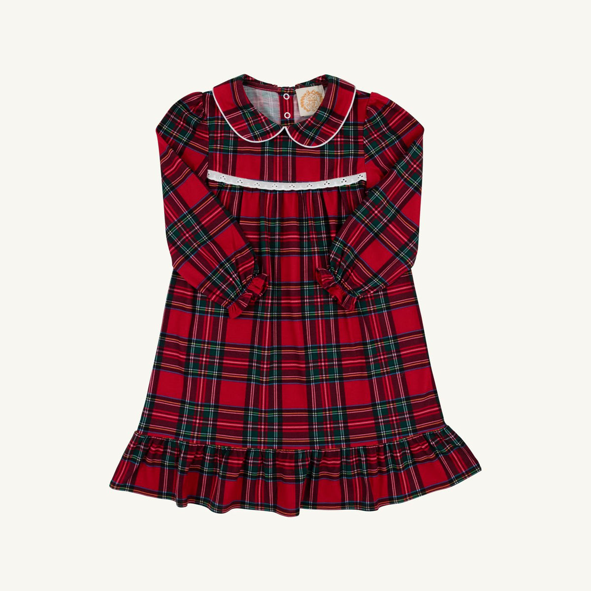 Goldie Locks Gown- Polyester Interlock Society Prep Plaid Worth Ave White
