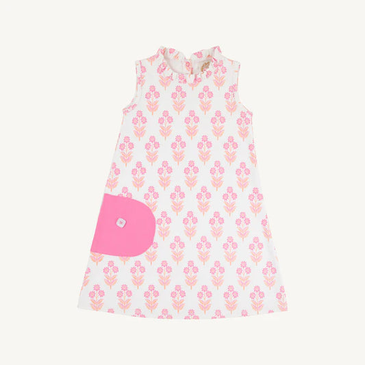 Lizzie's Luxe Leisure Dress Bridgetown Harbour Hand Block with Winter Park Pink