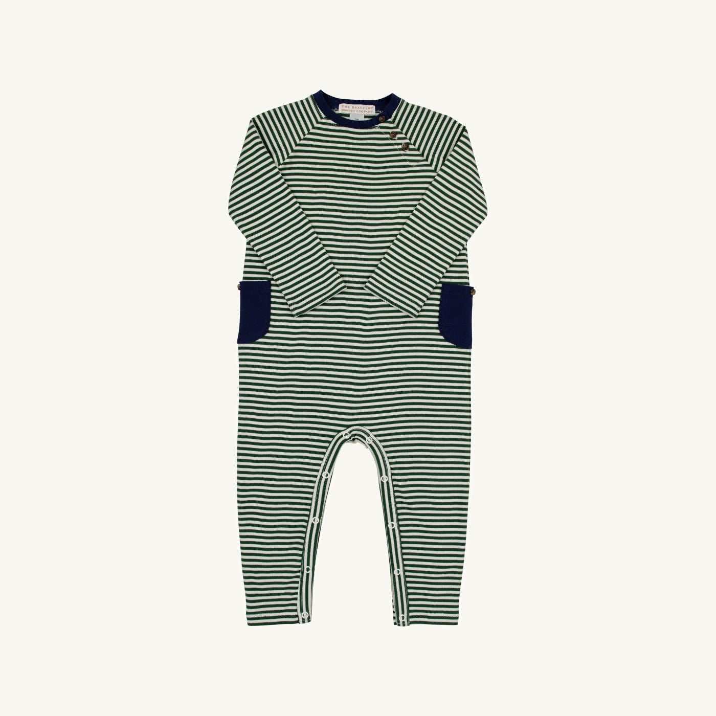 Rayburn Romper Grier Green and Palmetto Pearl Stripe Nantucket Navy