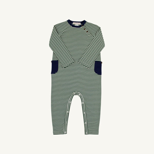 Rayburn Romper Grier Green and Palmetto Pearl Stripe Nantucket Navy