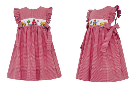 Back to School, Red Gingham Sleeveless Dress with Side Bows