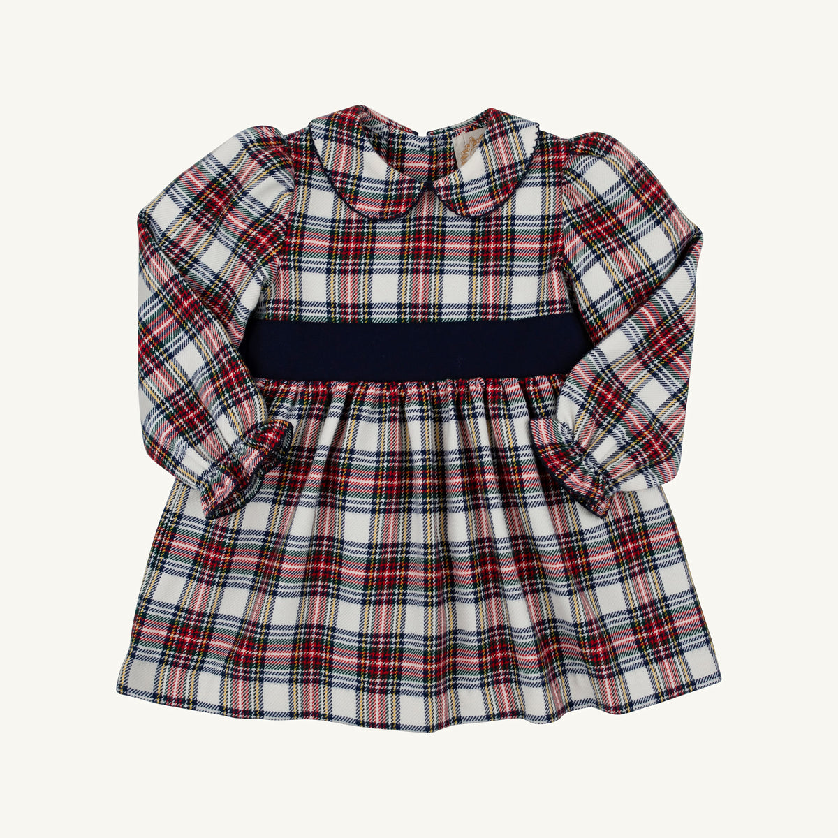 Long Sleeve Cindy Lou Sash Dress- Woven Yarn Paris Pike Plaid Nantucket Navy