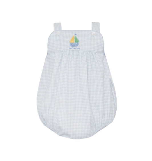 Light Blue Gingham Boy’s Bubble-Sailboats