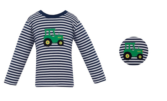 Tractor Navy Blue Knit Stripe Long Sleeve Tshirt