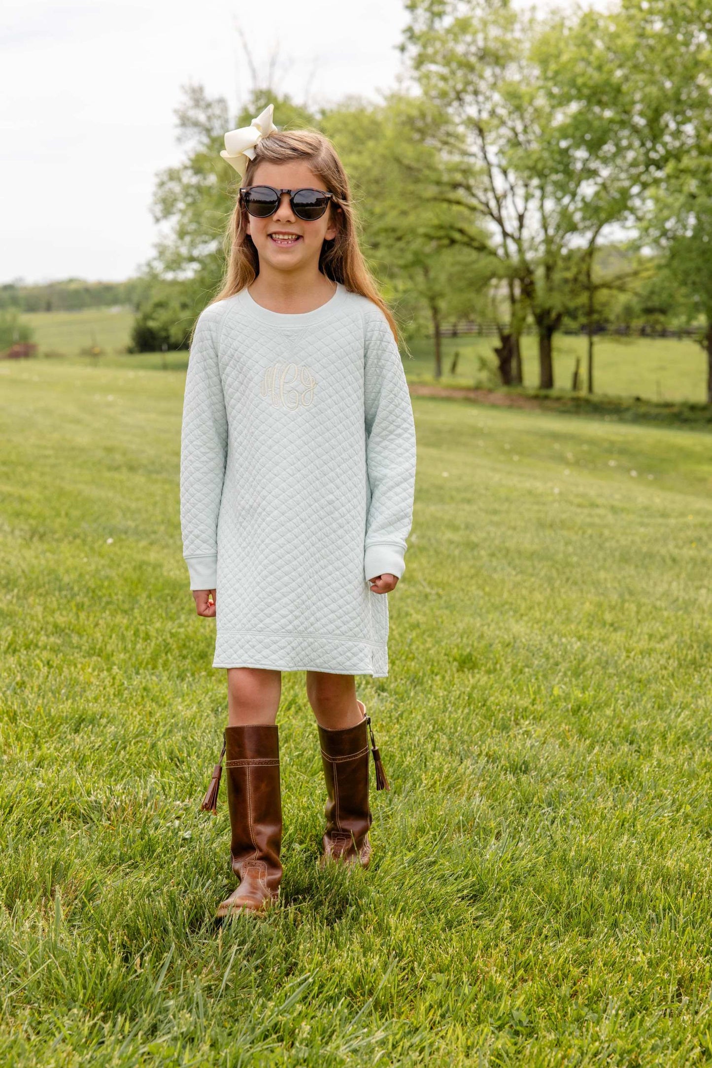 Cassidy Comfy Crewneck Dress Quilted Old Greenwich Green