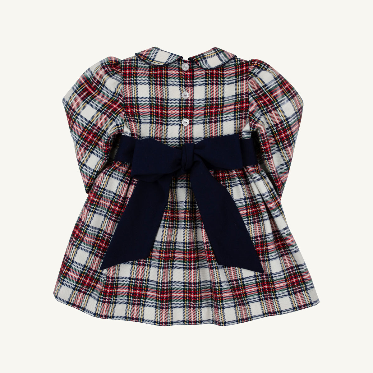 Long Sleeve Cindy Lou Sash Dress- Woven Yarn Paris Pike Plaid Nantucket Navy
