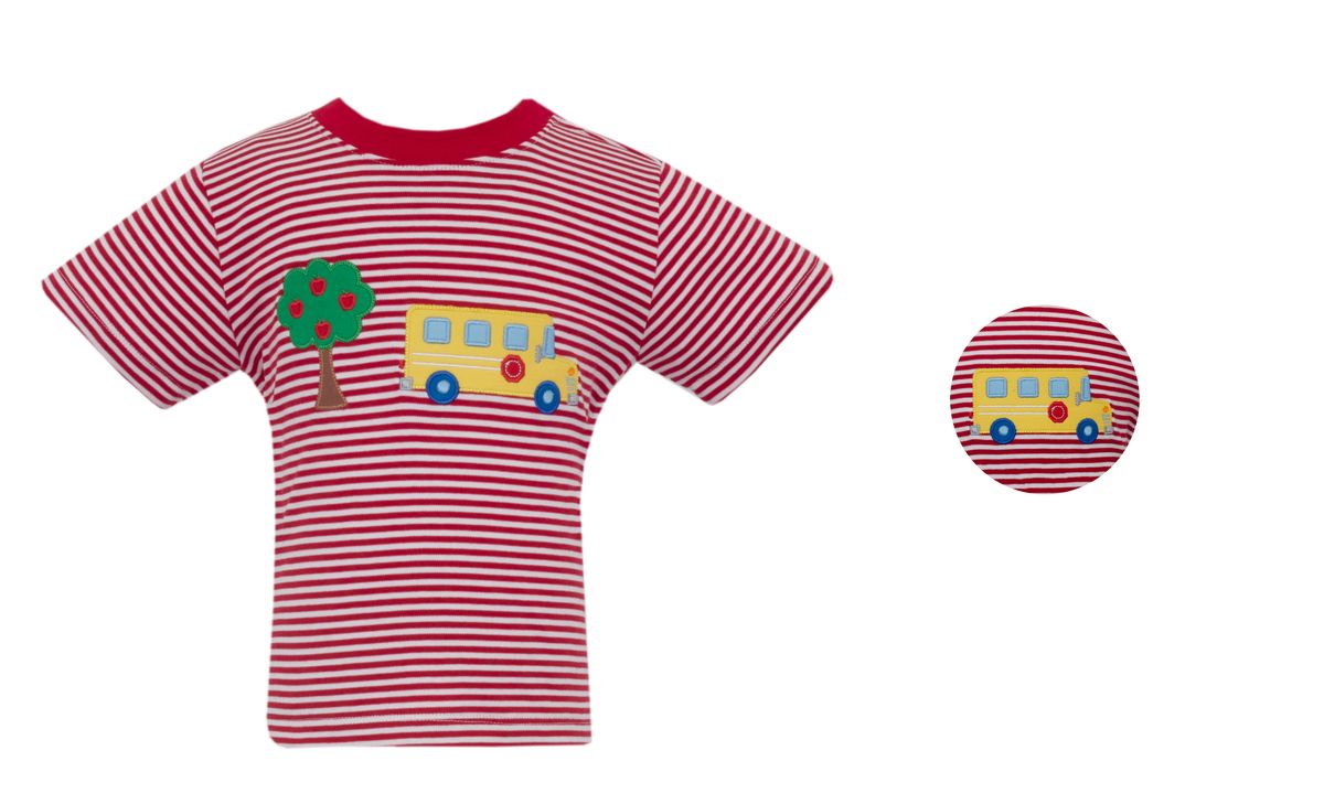 School Bus Red Knit Stripe Boy’s Tshirt