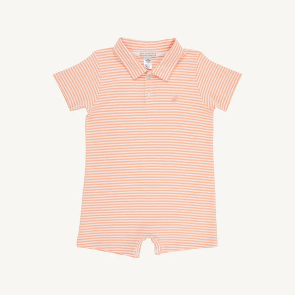 Sir Proper's Romper Seashore Sherbet Stripe with Multicolor Stork