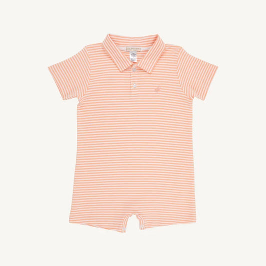 Sir Proper's Romper Seashore Sherbet Stripe with Multicolor Stork
