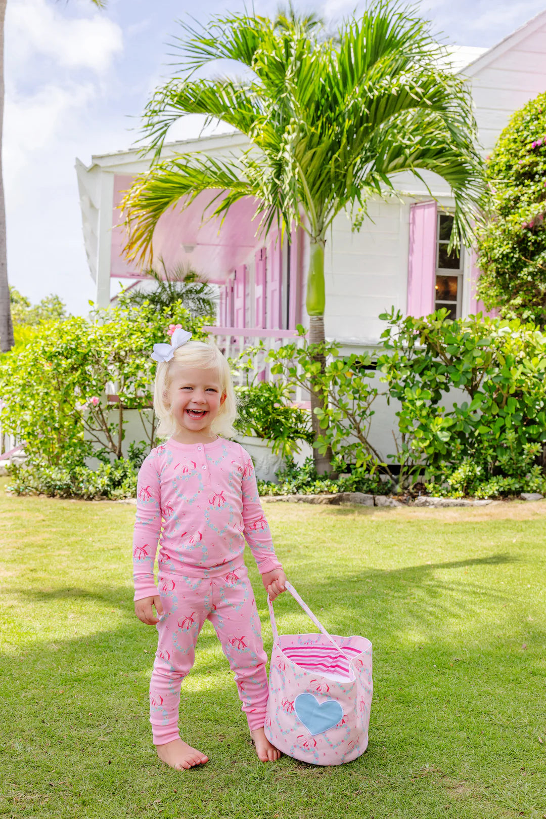 Buckets of Love Fancy Like Floral (Palm Beach Pink)/Hamptons Hot Pink Worth Ave White and Palm Springs Punch Stripe