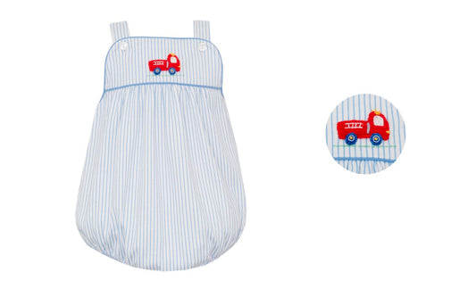 Light Blue Stripe Boy’s Bubble Firetruck