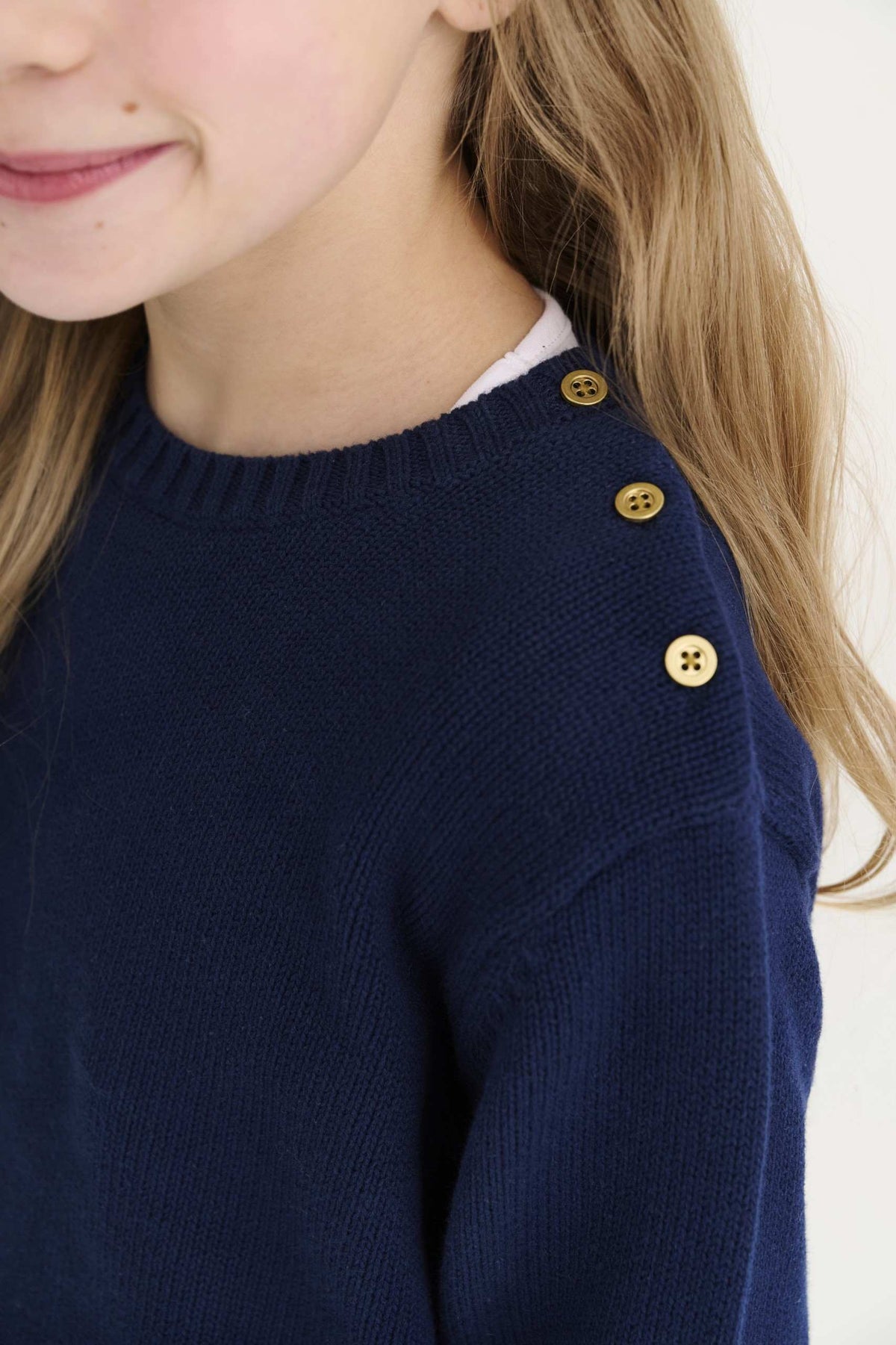 Isabelle's Sweater Nantucket Navy Buttons