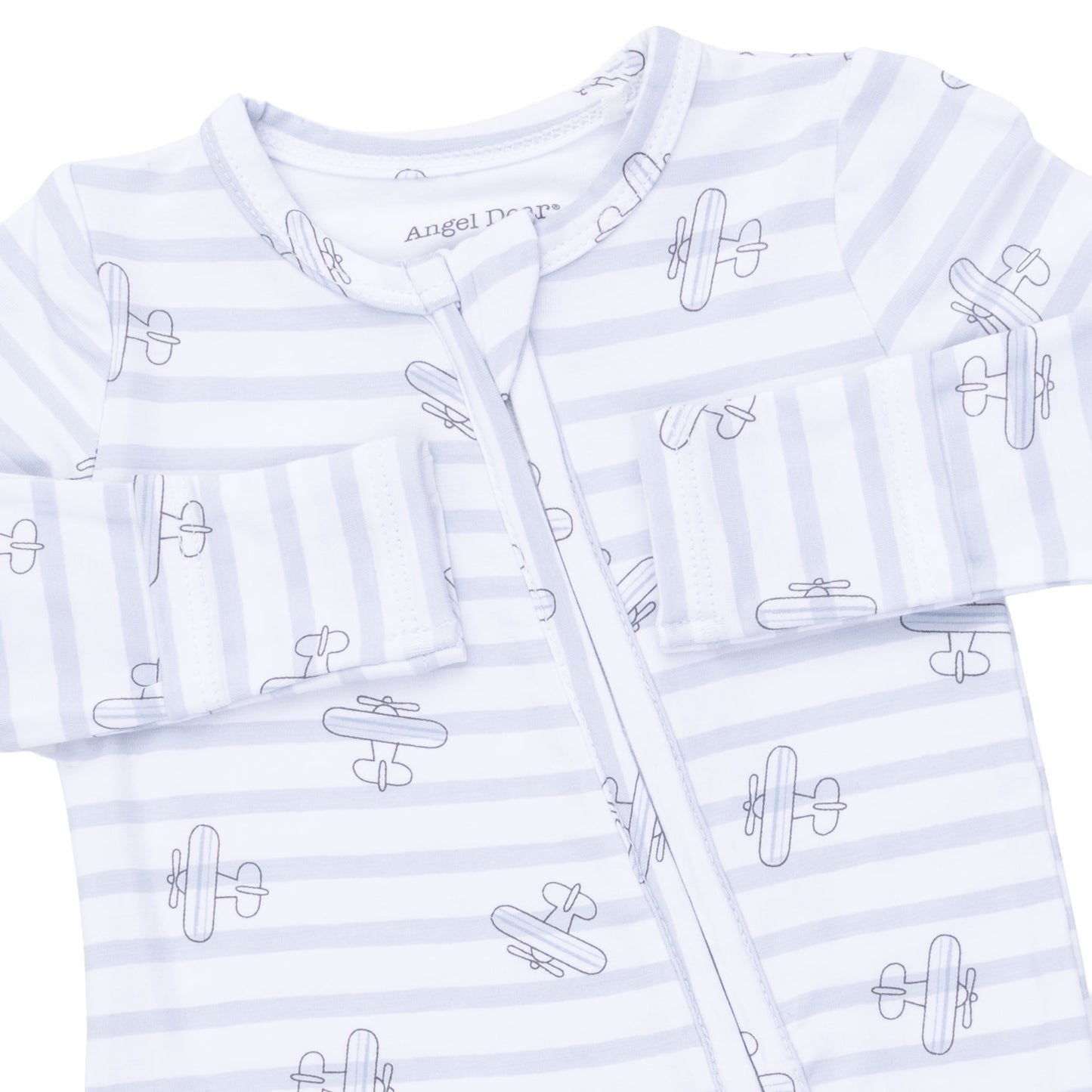 Airplane Stripe 2 Way Zipper Footie