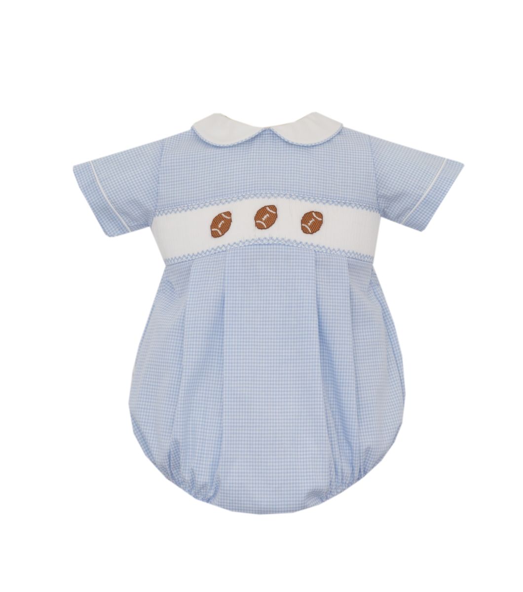 Football Light Blue Gingham Boys Bubble